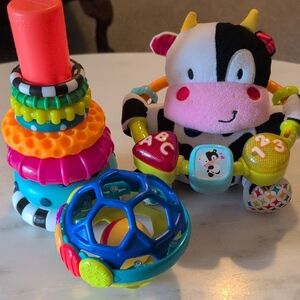 Colorful Cow and Stacking Rings Toy Set
